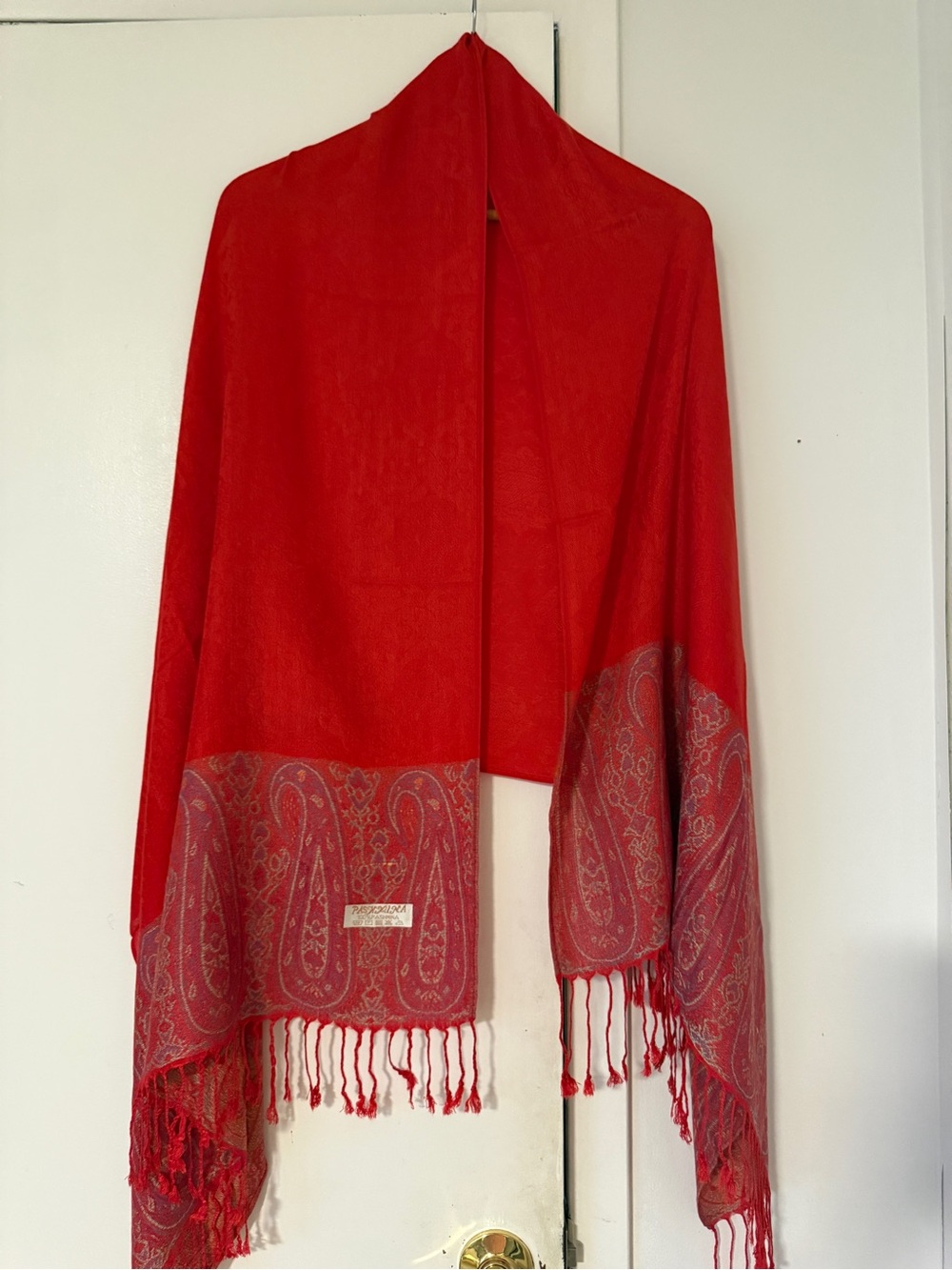 Red Paisley Fringe Shawl Wrap - Women Jackets & Coats